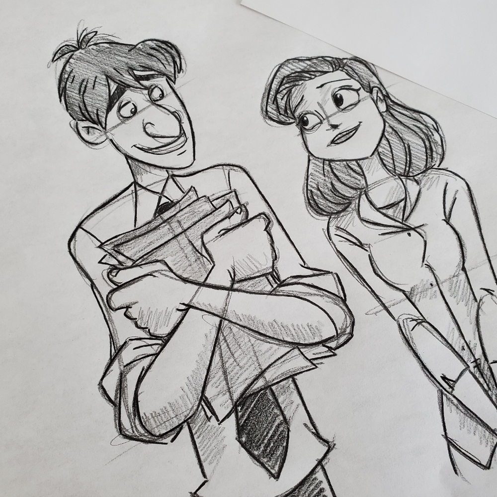 Disney Paperman character Ink and Pencil set Drawing/sketch signed animation Art - Picture 2 of 5